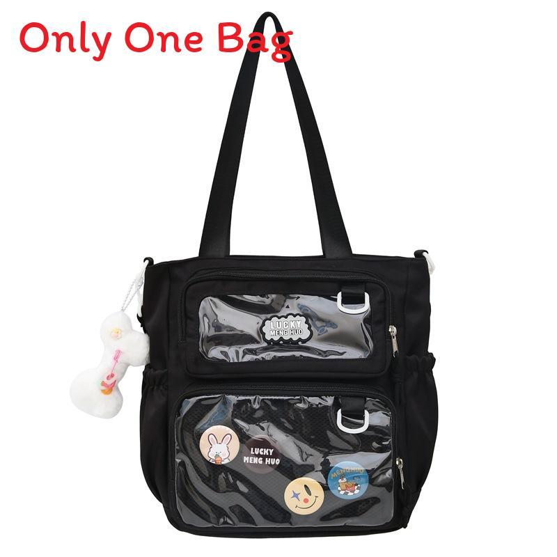 

College Style Girls Backpack With Nylon Material And Arc Shoulder Strap For School Black B