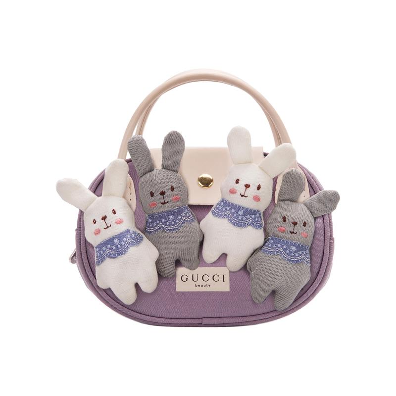 Gucci Cosmetic bag/toiletry bag [Customized Bag] Bunny Party Cute, Sweet and Simple Taro Purple Canvas Hand-Ball Messenger Girly Purple bunny party фиолетовый