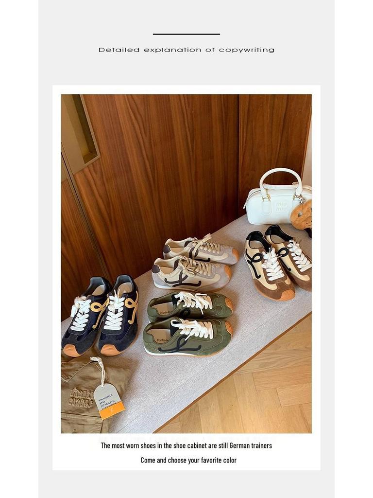 2025 Herbst Damen Retro Kuhleder Deutsche Trainer mit Asymmetrischer Zehenpartie, Innerem Absatz und Schnürdesign