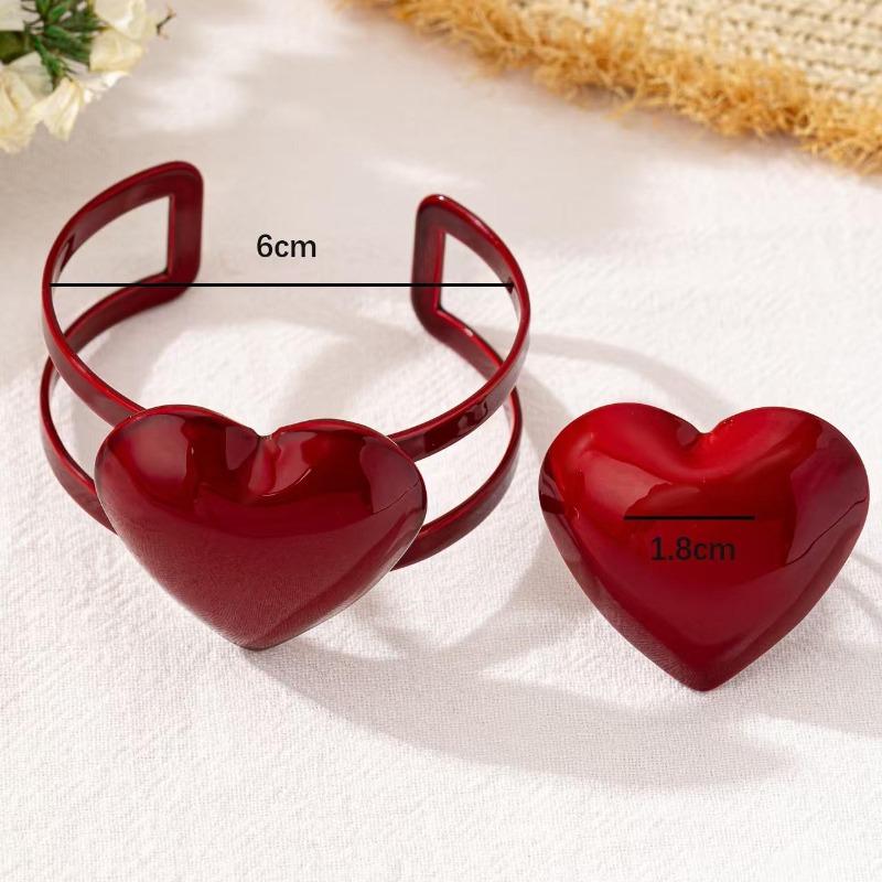 

Simple love ring bracelet set female niche temperament hip hop dark style jewelry set червоний