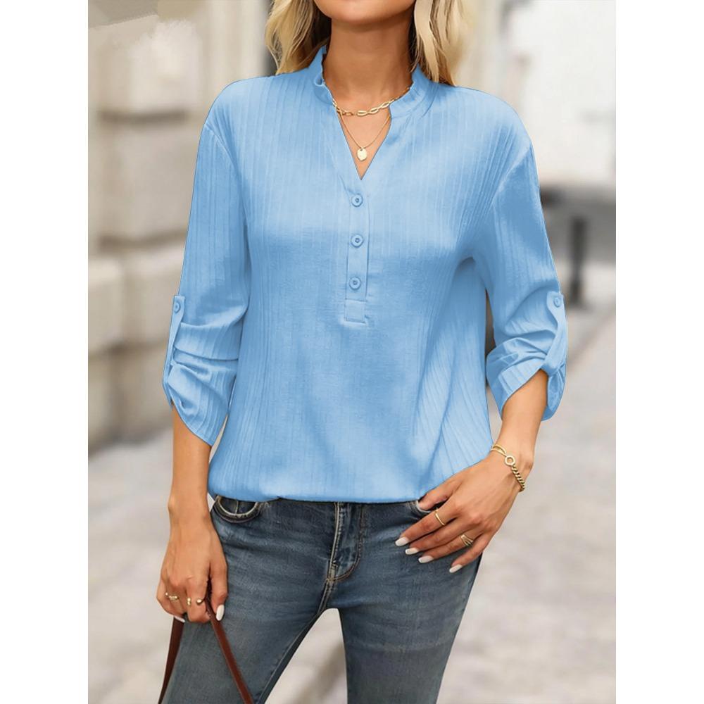 New Women's V-neck Half-open Buttoned Shirt, A Fashionable and Versatile Top That Suits All Occasions.