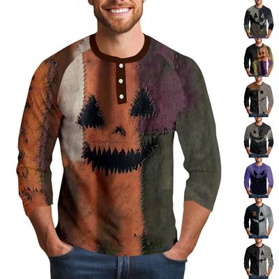 Men's Halloween Printed  Collar Three-Quarter Sleeve