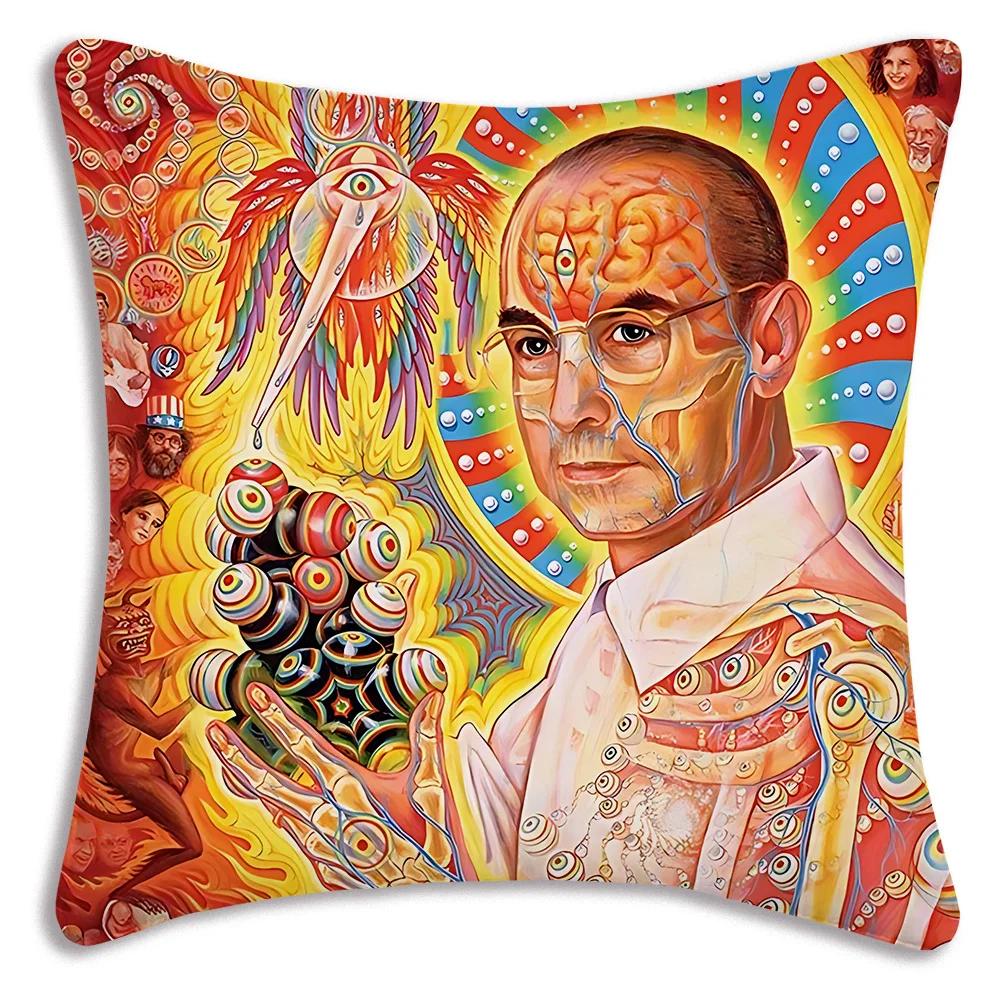 Home Decor Colorful Psychedelic Human Figure Pillow Covers Pattern Cushion Cover Suitable for Sofa Bedroom Car Pillow Cover