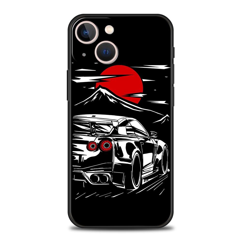 Japan JDM Sports Car Phone Case For iPhone Apple 14 13 Pro Max 12 11 Mini 7 8 Plus XR XS X SE 2020 Cover Shell Black Coque Funda