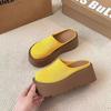 Thick-soled bag head half slippers women's outer wear 2025 summer new muffin soft bottom heightened hollow breathable slippers