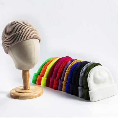 Men's And Women's  And Winter College  Warm Solid Color Embroidered Knitted Hat