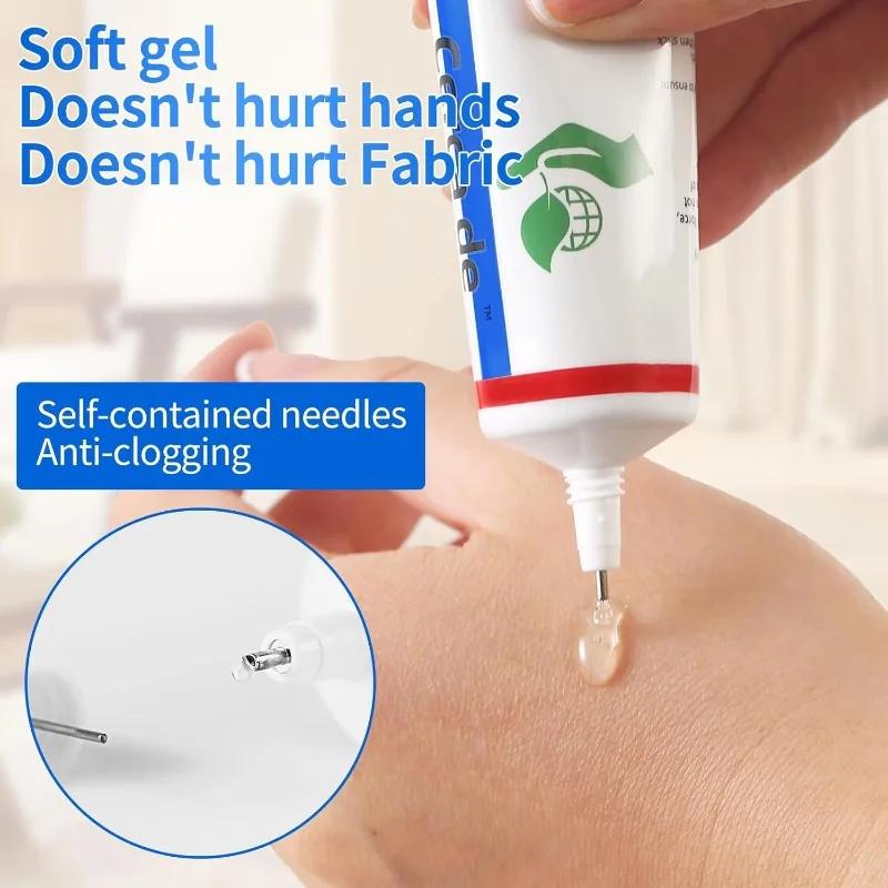 15ml Strong Fabric Glue Transparent Quick Dry Fabric Patching Glue Multipurpose Waterproof Fabric Sewing Glue Repair Tool