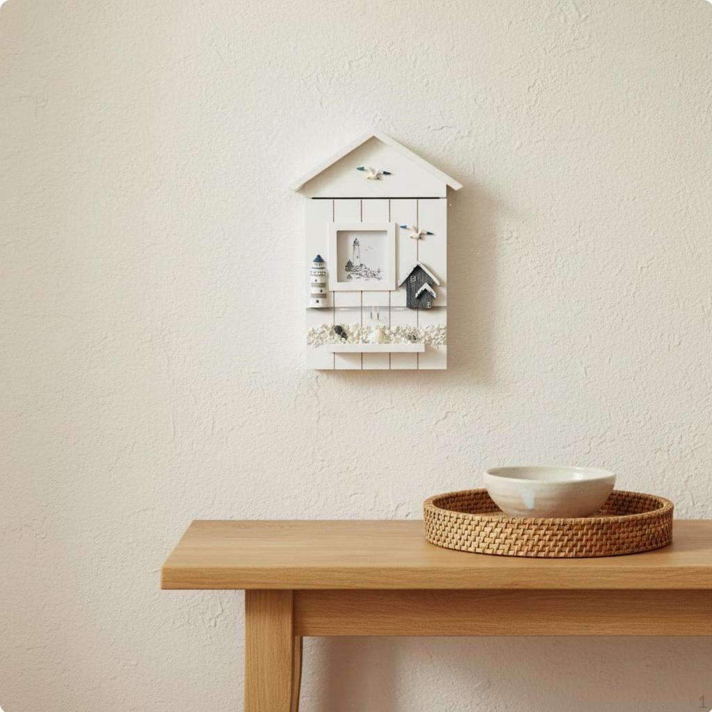 House Shaped Key Storage Box Rustic Finish Wall Mounted Space Saving for Entryway,