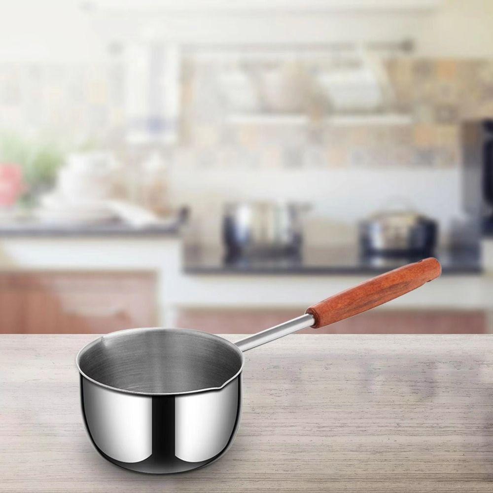 Stainless Steel Oil Splashing Small Pot Thickened Oil Pouring Spoon Mini Cooking Pot  Cooking Tools