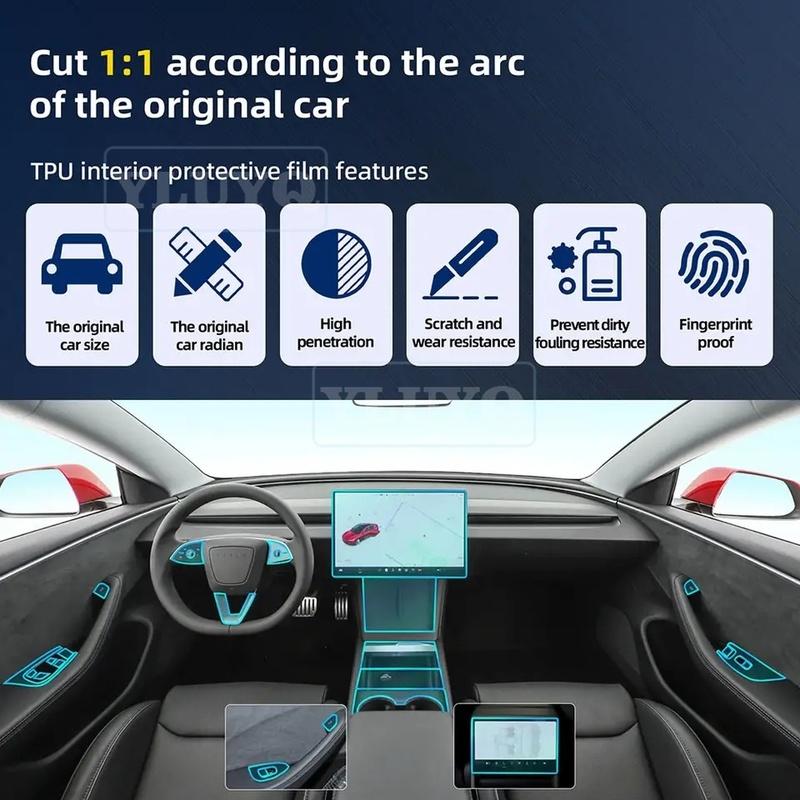 For Tesla Model 3 Highland 2024 2025 TPU Gearbox Panel Navigation Automotive Interior Screen Protective Cover Film Anti-Scratch