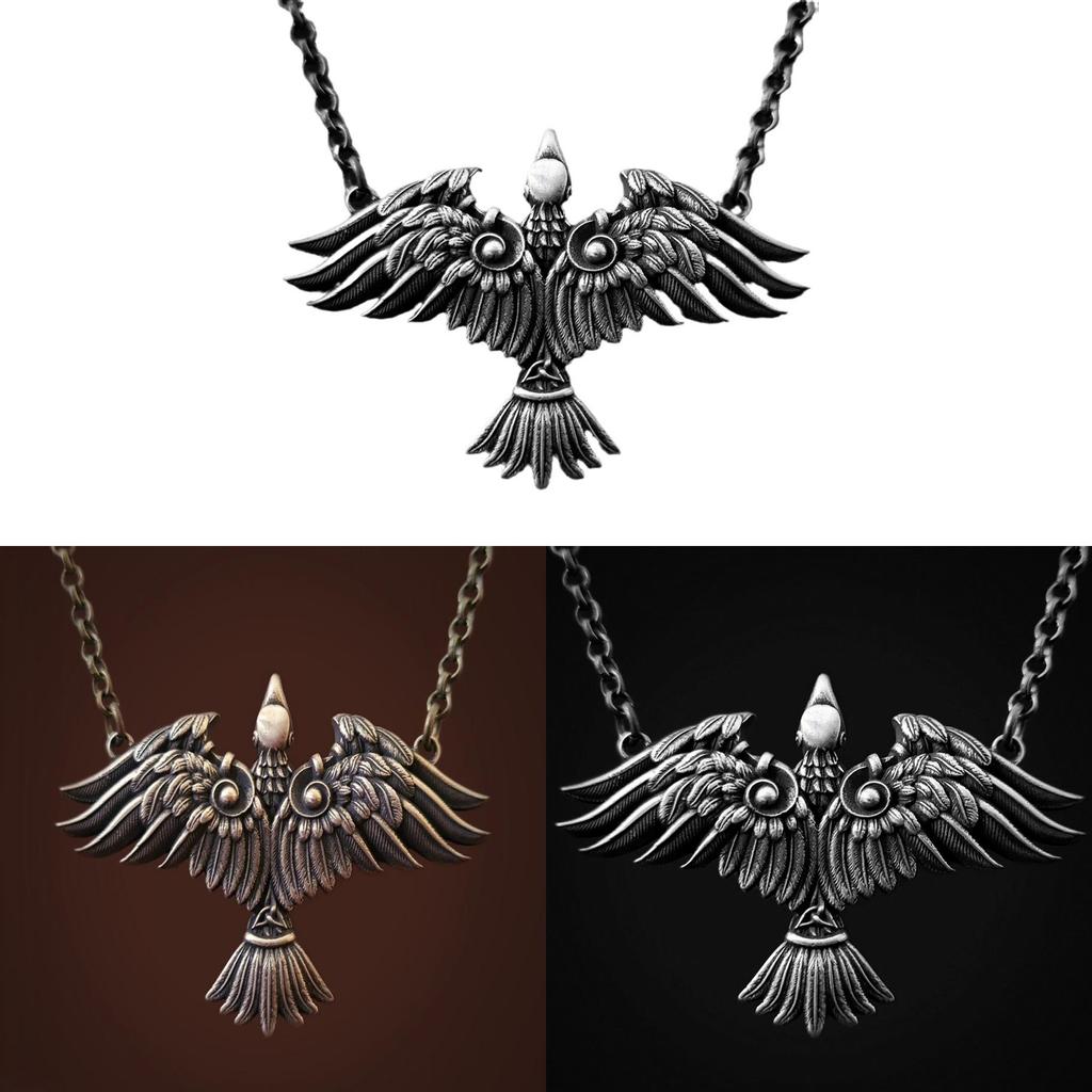 Collana con Ciondolo Corona di Corvo Celtico Vichingo per Donna
