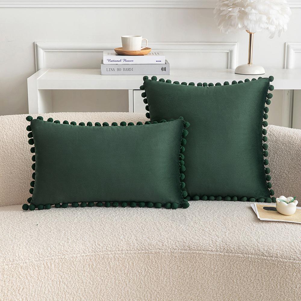Ins Style Home Fabric Model Room Sofa Pillow Case Hair Ball Velvet Sofa Cushion Rectangular Shape