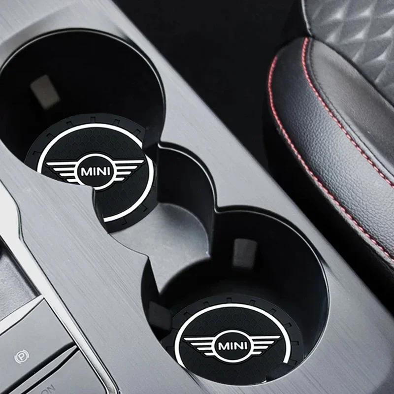 NVOGW1 For Bmw Mini 1/2pcs Non-slip Car Water Cup Pad Coaster Rubber Mat Bottle Holder Interior Anti-skid Cup Holder For Mini Cooper On