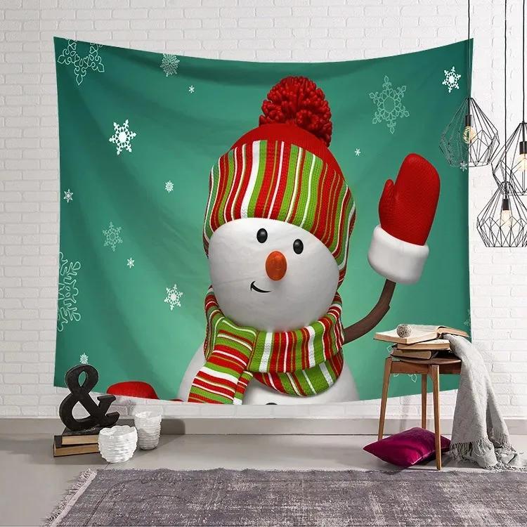 Christmas Cartoon Snowman Tapestry Living Room Sofa Home Decoration Christmas Gift