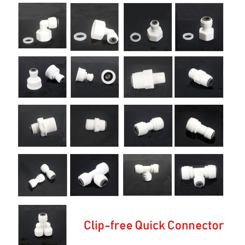 1/4" 3/8" OD Hose Tube 1/4" 1/2" 3/4" 1/8" Plastic Pipe Quick Connectors RO Water Connector Fittings Reverse Osmosis System