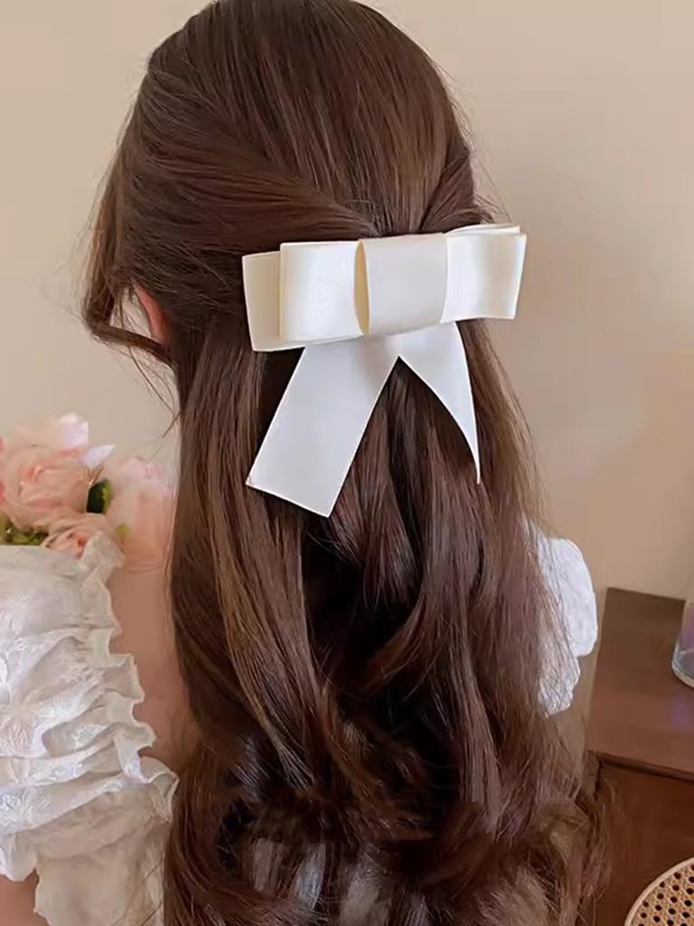 Lystrfac Large Bow Duckbill Clip Bow Hair Clips for Women Girls Back Head Top Clip Hairpin Hairgrips Elegant Hair Accessories