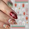 Nail Art Stickers, Christmas Cartoon Gingerbread Man Snowflake Lines Micro-Engraved Adhesive-Backed Nail Art Stickers