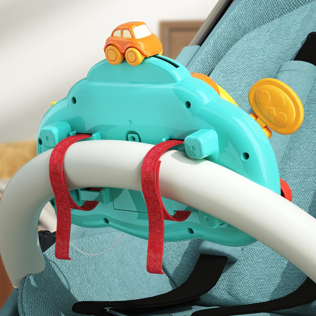 Baby Electric Simulate Driving Car Copilot Steering Wheel Early Educational Stroller Driving Musical Toys for 0-36months Toddler