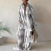2022 Women's Fashion Print Set: Loose Long-Sleeve Shirt + Straight-Leg Pants