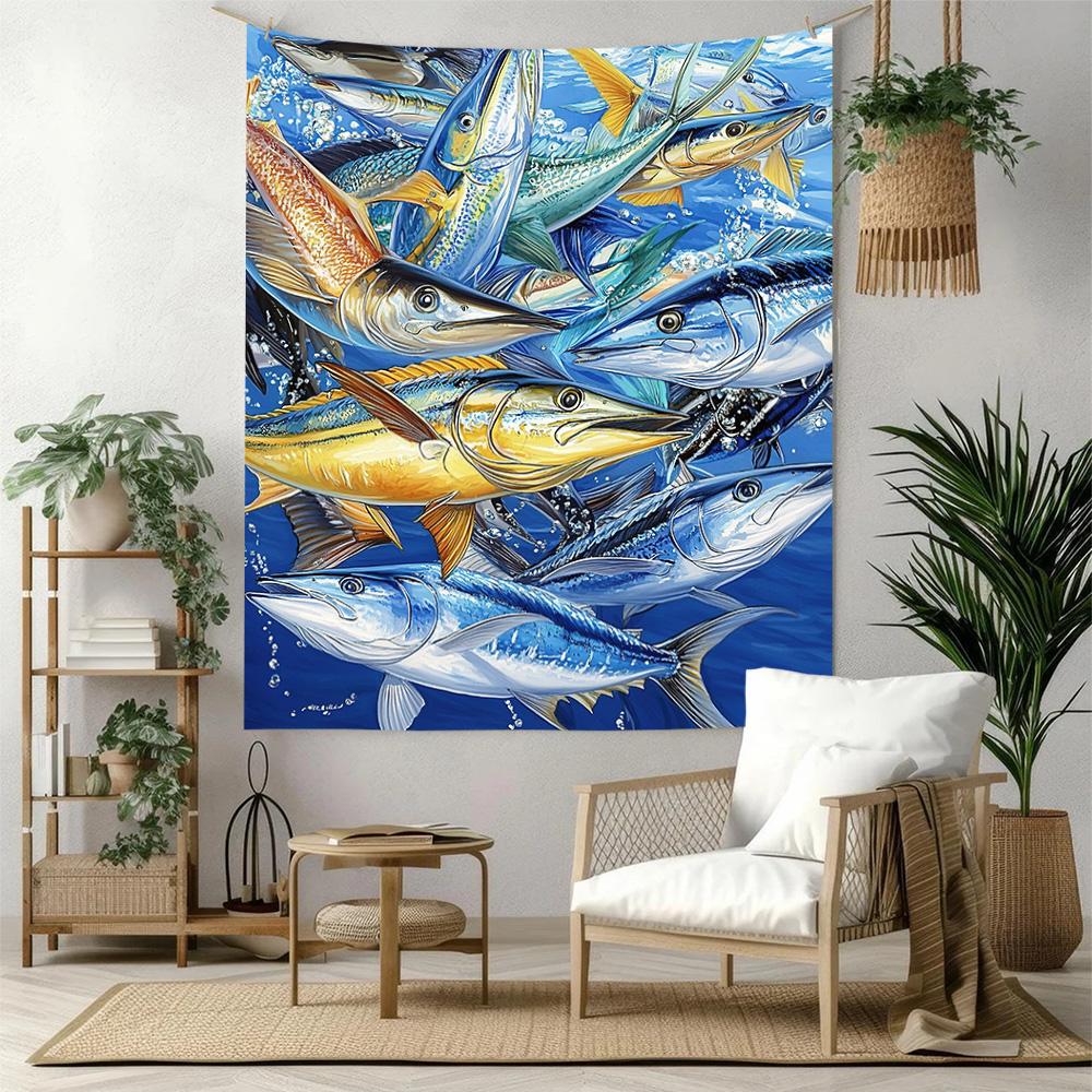 Fish Wall Decor Tapestry Art For Pet Memorial Birthdaywedding Party Backdrop Family Gift