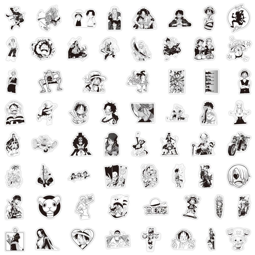 10/30/50/120pcs Black White Anime ONE PIECE Stickers Waterproof Decals Laptop Motorcycle Travel Luggage Car Decoration Sticker