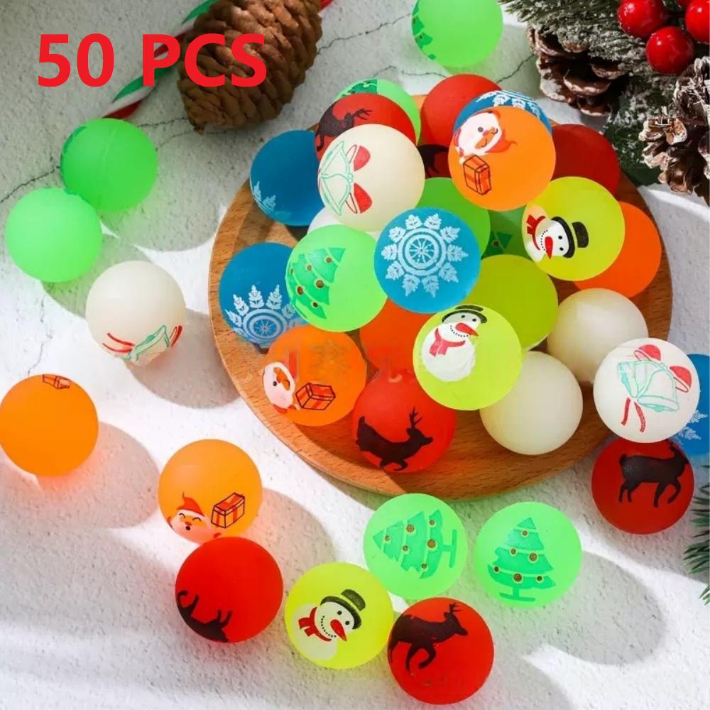 25/50 Halloween and Christmas Bouncy Balls Bulk Luminous Eyeball Bouncy Balls Pumpkin Witch Bat Pattern Halloween Party Love Toy