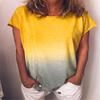 Women's Summer Rainbow Gradient Printed Round Neck Short Sleeve Loose T-shirt