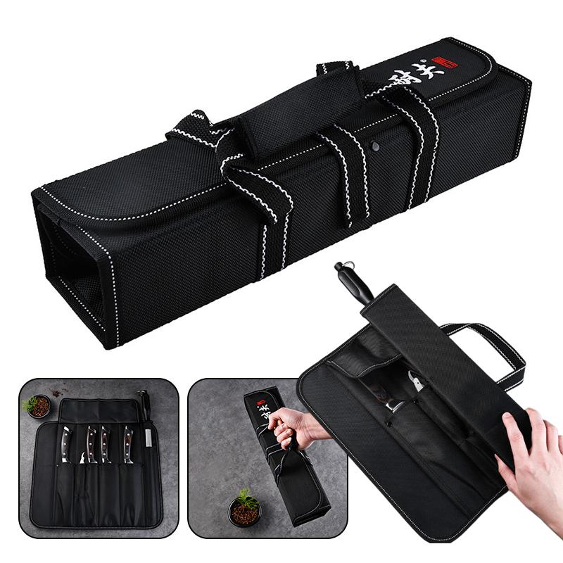 Chef Knife Bag Cleaver Knives Black Canvas Roll Bags Scabbard Portable Storage Carry Organizer Kitchen Tools Knives Holder