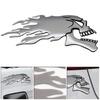 New 6x14cm Pair Skull Head Flame Style Motorcycle Fuel Gas Tank Fairing Badge Decal