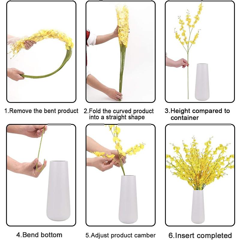 1Pcs Yellow Artificial Flowers Bouquet Orchid Fake Flower for Home Decor Garden Wedding Decoration Outdoor Flower Arrangement