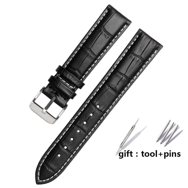 For Brand Genuine Leather Black Watchband Straps Size 12mm 14mm 15mm 16mm 18mm 19mm 20mm 21mm 22mm 24mm Watch Wristband Bracelet 12mm