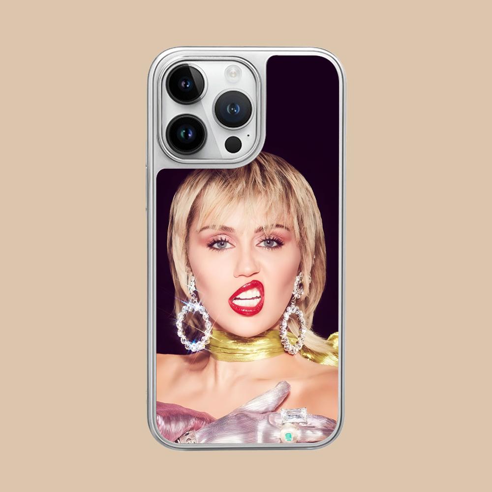 Miley Cyrus Handyhülle für iPhone 17 16 15 14 13 12 11 Air Pro Max Plus Versilbert Bunte Hülle Luxuriöse Hübsche Hülle