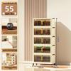 40-60cm Wide Transparent Foldable Double Door Floor Storage Cabinet with Multiple Layers