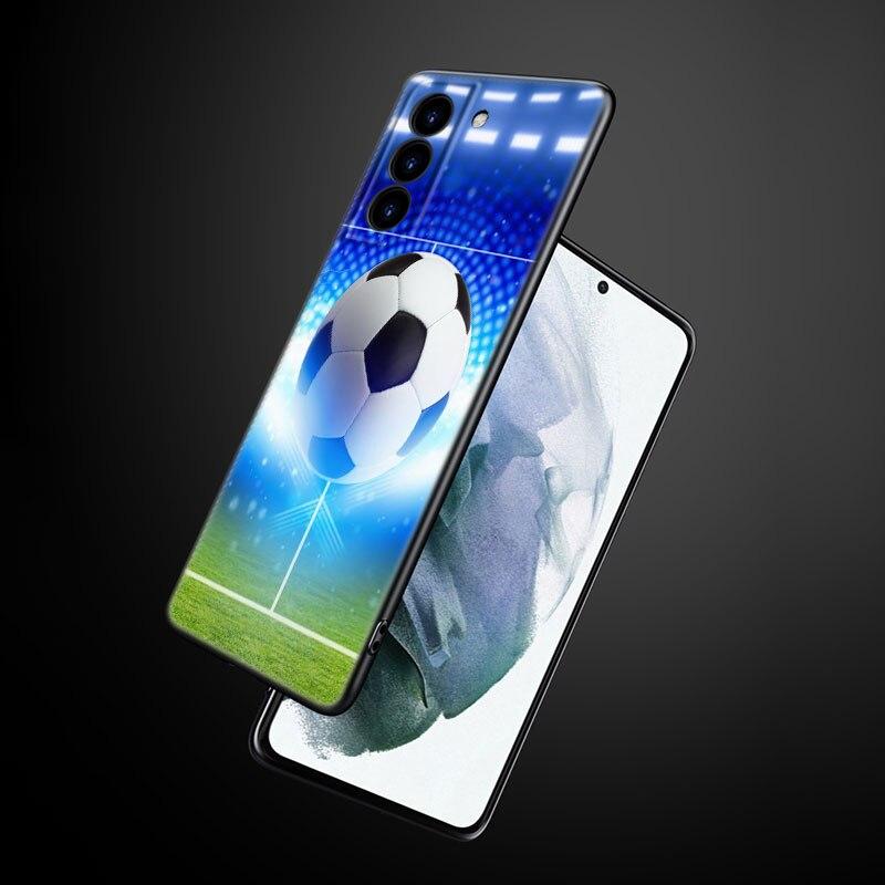 Football Field Phone Case For Samsung Galaxy S22 Pro S21 S20 Ultra FE S10 Lite 5G S10E S9 S8 Plus Soft TPU Black Cover