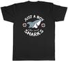 Boy Who Loves Sharks Mens T-Shirt Sea Fish Ocean Tee Gift