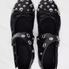 Fashion Women Fashion Rivet Ballet Flats Bow Decoration Punk Style Soft Leather Strap Mary Jane Shoes for Women Cozy Dance Casual Shoes