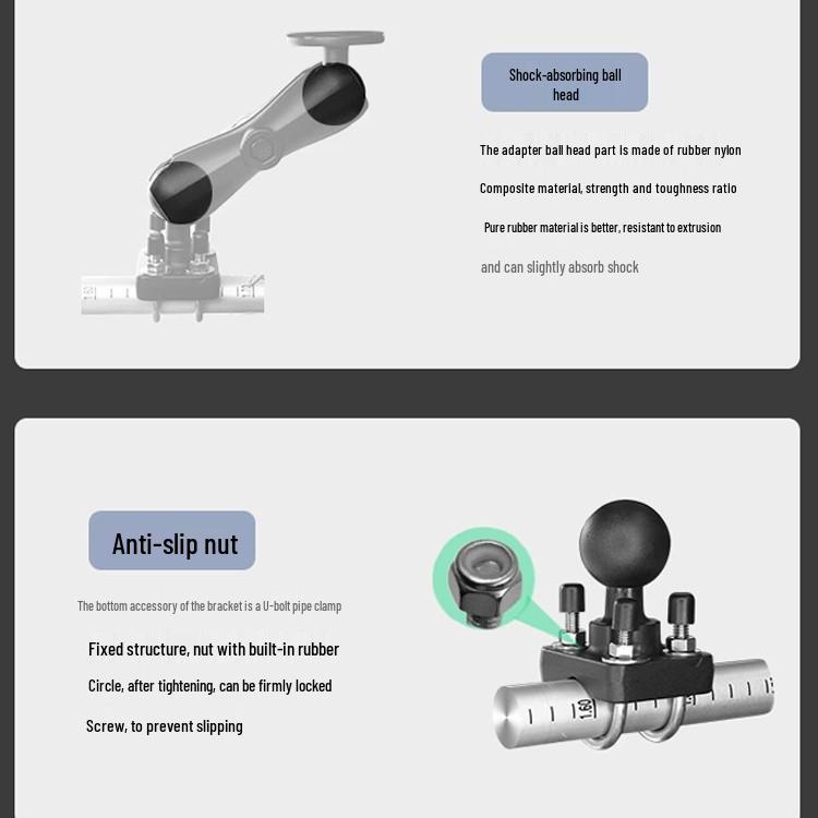 Industrial Forklift Tablet Mount with 1.5" VESA Ball Head and Double U-Bolt for Round Tubes