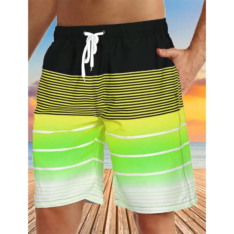 New Men's Beach Shorts Fun 3D Striped Print Swim Trunks Fashion Summer Loose Casual Pants Boy Girl Unisex Gym Board Shorts