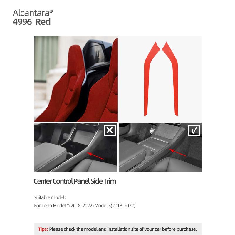 Betterhumz For Tesla Model 3 Model Y Gear Shift Side Trim Strip Made of Alcantara Wrap Console Sticker Interior Deco Accessories