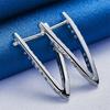 1 Pair 925 Sterling Silver Delicate 25mm V Hoop Earrings Women Charm Jewelry Party Favor Wedding Accessories