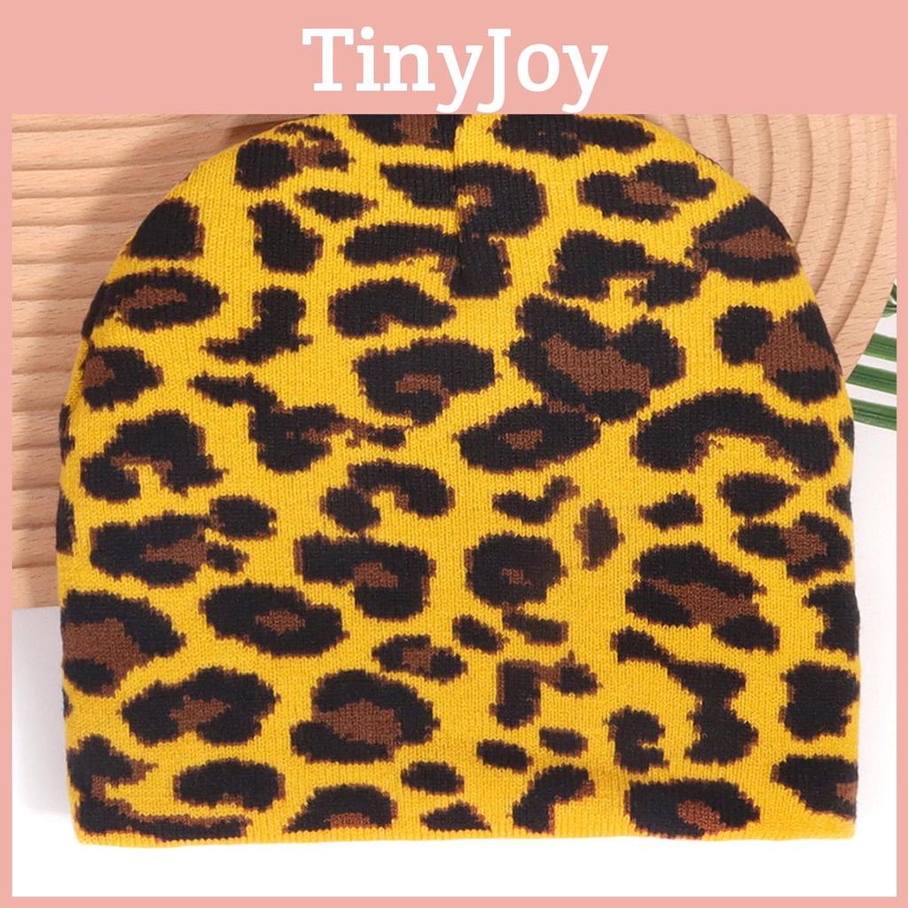 Print Leopard Acrylic Beanie With Oversized Shape Trendsetting Looks Decoration
