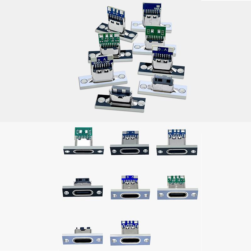 USB 3.1 Typ C-Buchse mit Schraubbefestigungsplatte Typ-C USB-Buchse 3.1 Typ-C 2-polige 4-polige 5-polige 6-polige Buchse