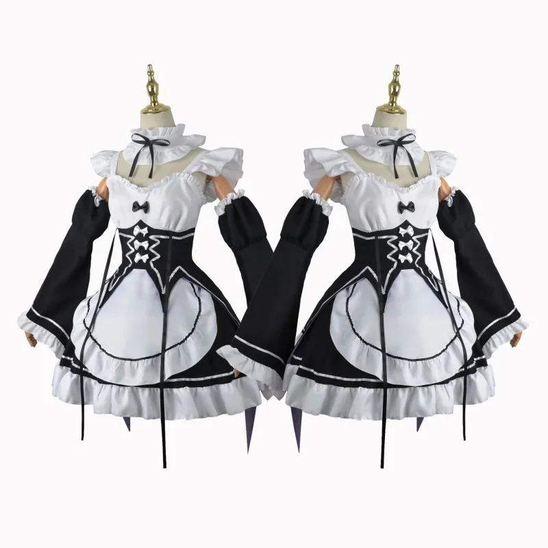 Anime Game Re:zero Kara Hajimeru Isekai Seikatsu Costume Clothes Wig Ram Rem Cosplay Maid Uniform Woman