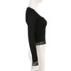 Sexy U-Neck Lace Bow Slim Fit Long Sleeve Y2K T-Shirt for Spring & Autumn