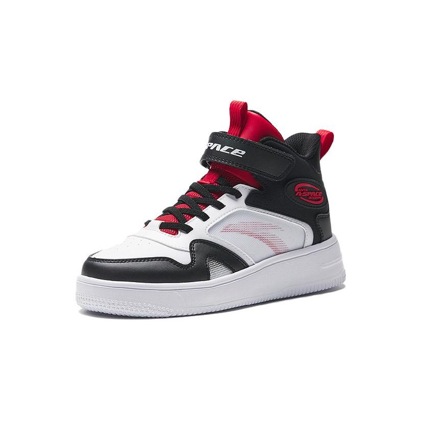 Anta Kids Non-Slip Wear-Resistant Mid-Top Kids Skate Shoes Kids sneaker White Black Red A312338034-2