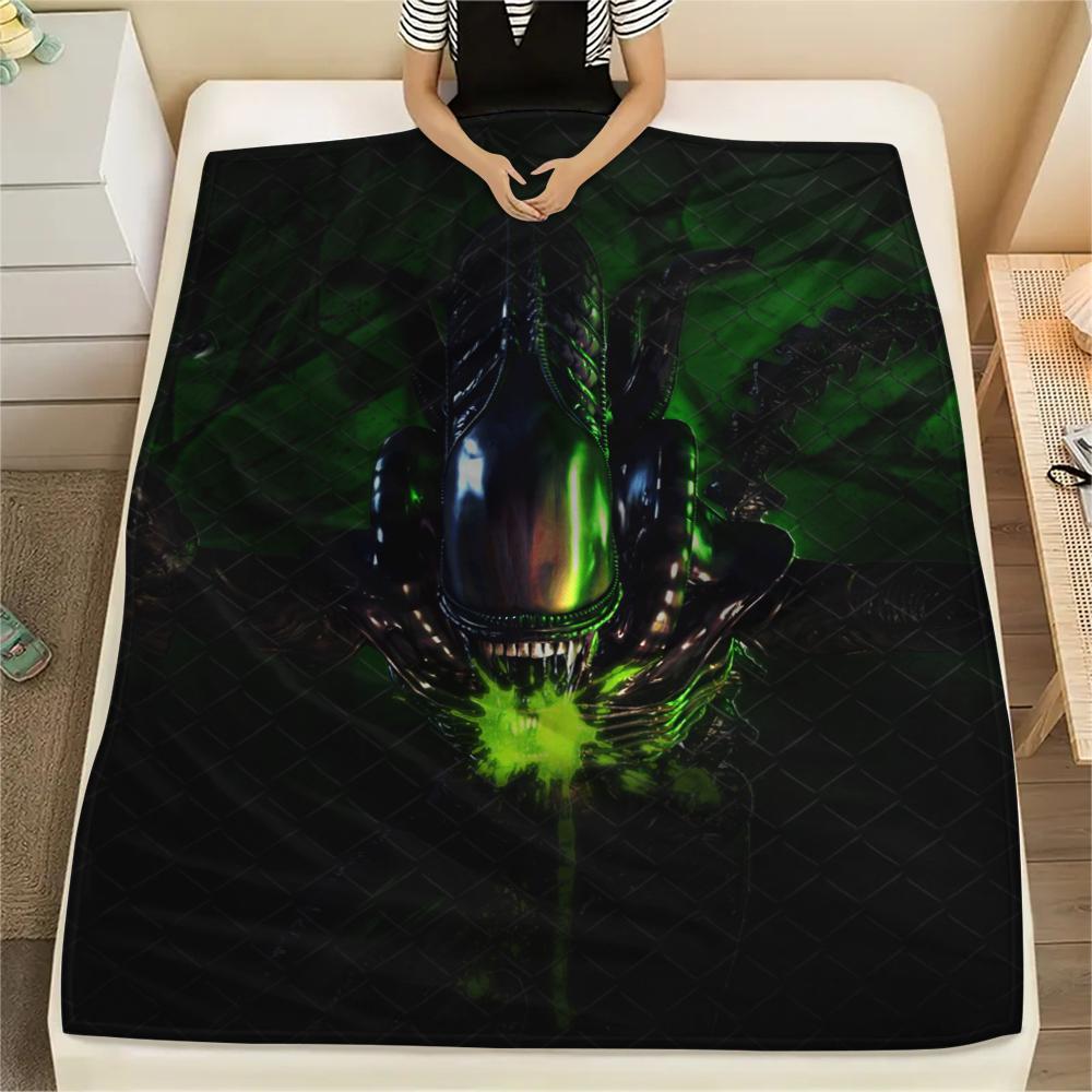 1PC Alien Print Flannel Blanket, High Quality All Seasons, Home Decor, Warmth and Comfort, Perfect for Christmas Gifts