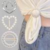 Metal Ring Waist Button Scarf Button Fashion Corner Hem Waist Knotted Brooches Women T-shirt Fixed Buckle Girl Decor