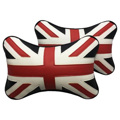 SKYBELL Neck Pillows, Set of 2, for BMW Mini Coopers, BMW MINIs, Leather Neck Pillows, Cushion Accessories (Union Jack [Black])