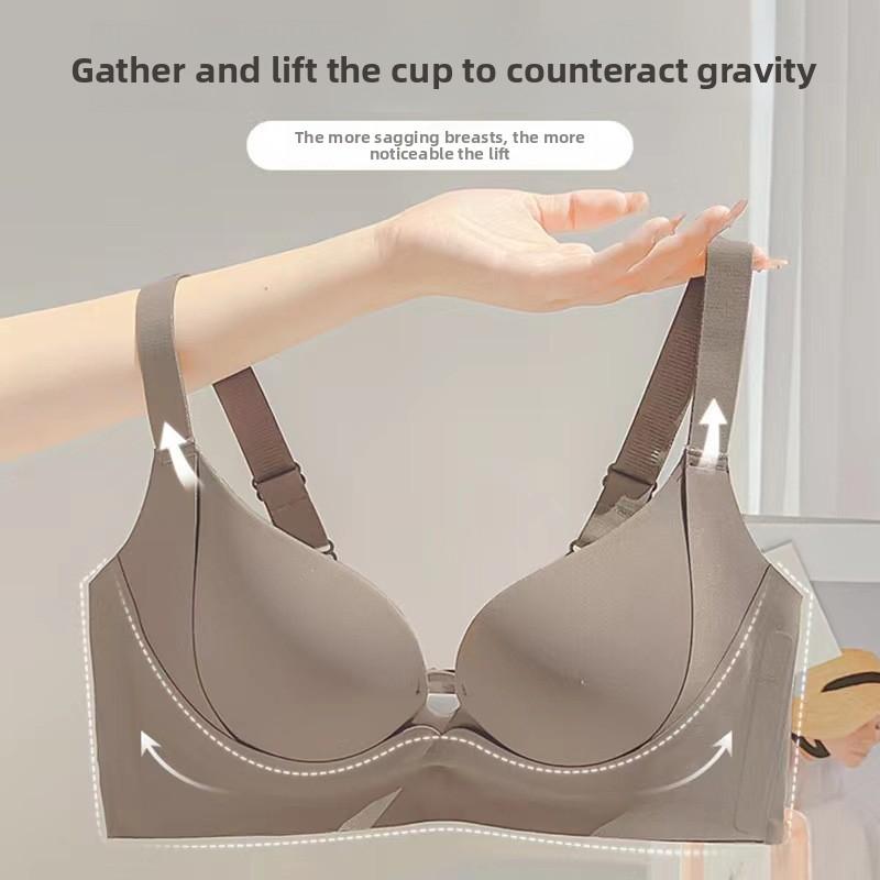 Lifting Queen Thin Seamless Wireless Bra, Push Up Bust Lift Side Gathering Breathable Small Bust Enhancing Women Bra