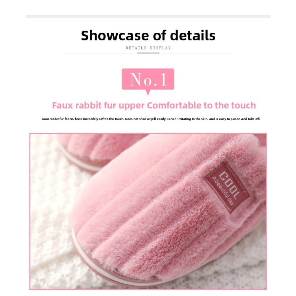 Cotton Slippers for Women and Couples in Autumn and Winter, Indoor Warm Plush Slippers for Men, Anti Slip Thick Cotton Slippers for Winter